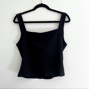 Trendy Black Square Neck Crop Tank, XL